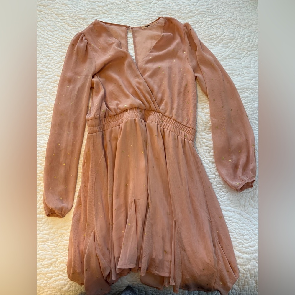 Pink/ Gold Star Wrap Dress